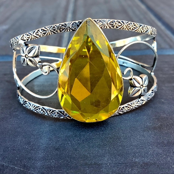 New Citrine 925 Silver Cuff Bracelet. - Picture 5 of 10